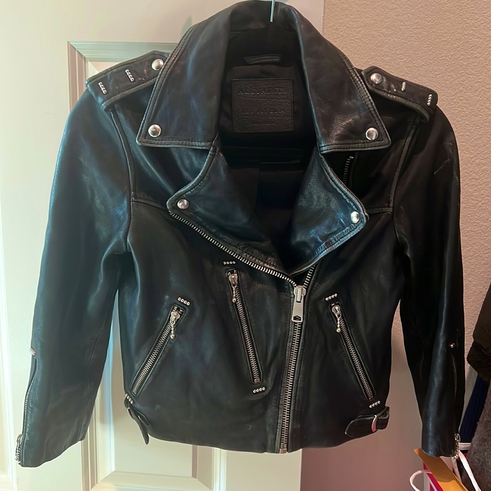 Allsaint Lara leather Jacket with special zip. Use good condition.
